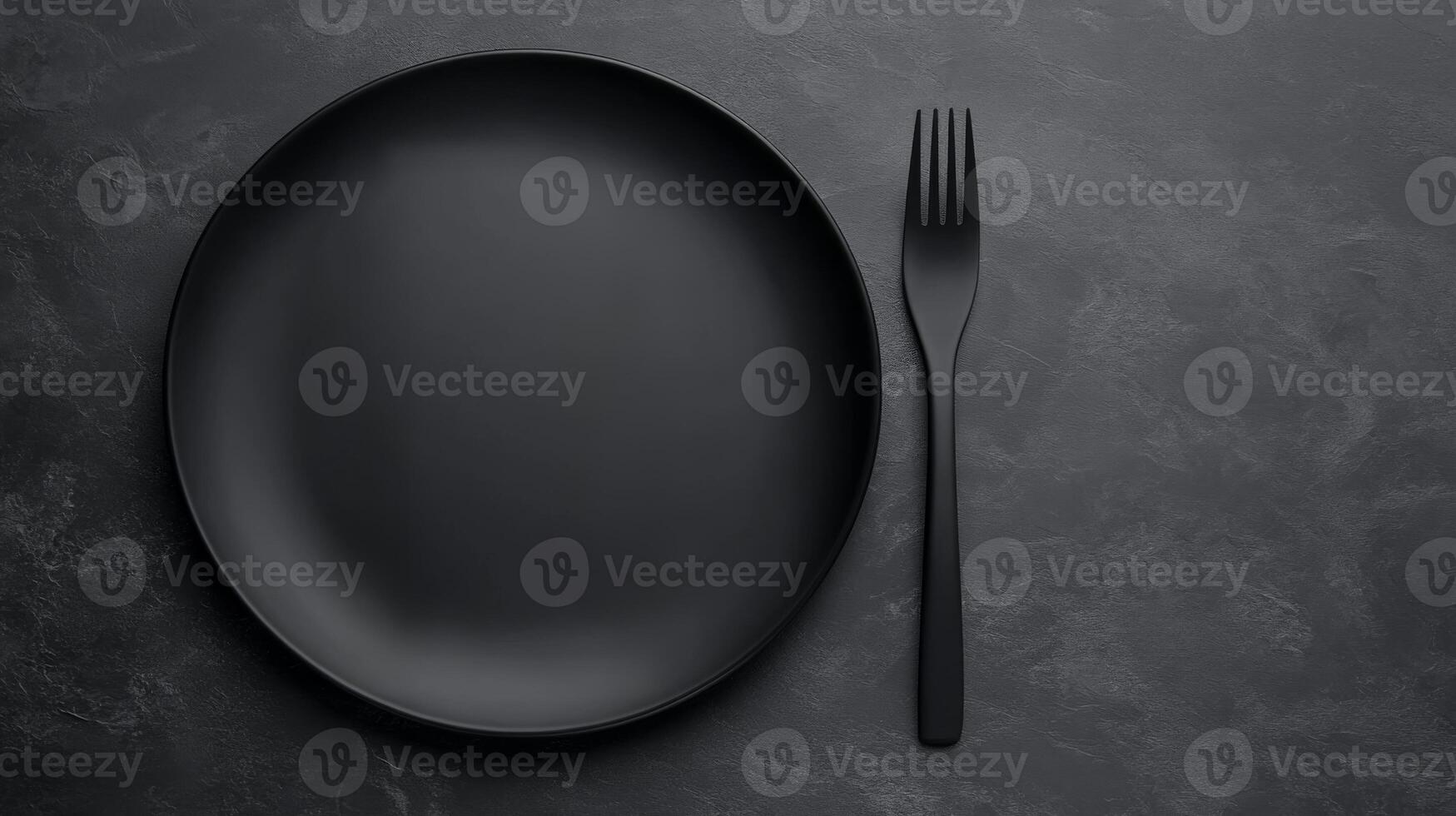 Plate and fork, table setting top view photo