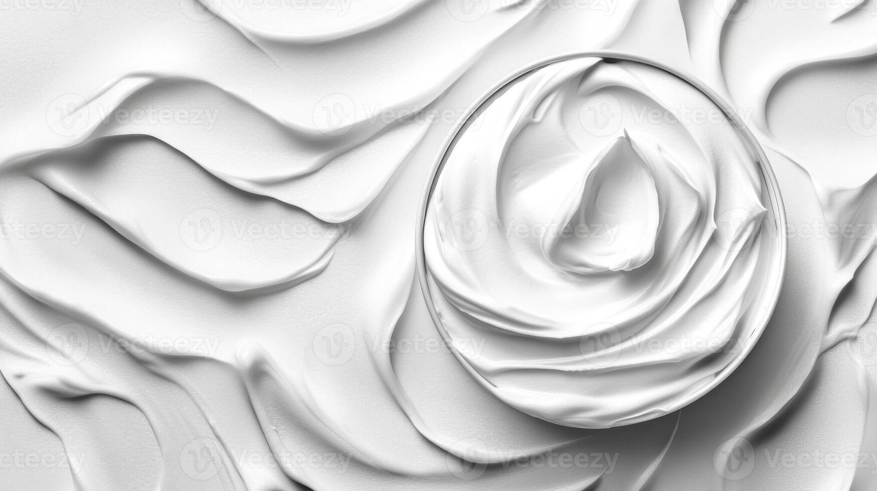 Swirled White Cream Texture in Bowl Close up Detail photo