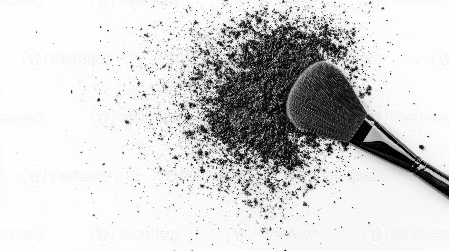 Black Makeup Brush with Cosmetic Powder photo