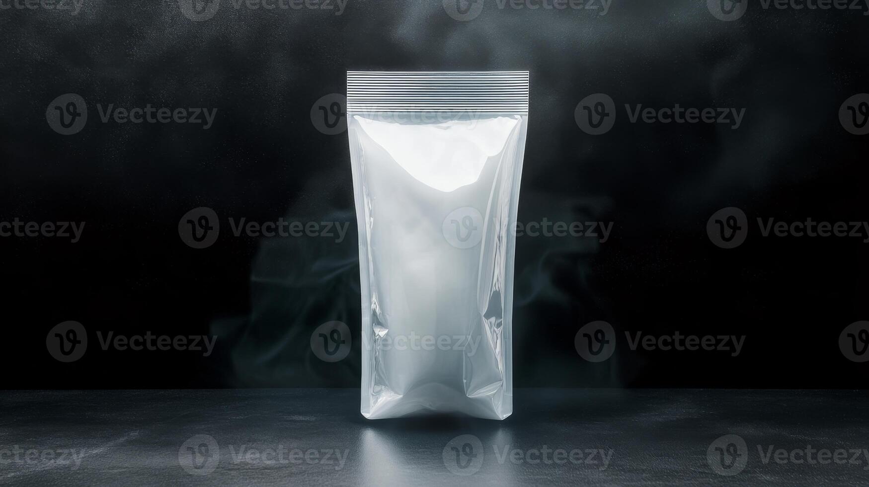 Empty Clear Pouch Packaging on Dark Stone photo