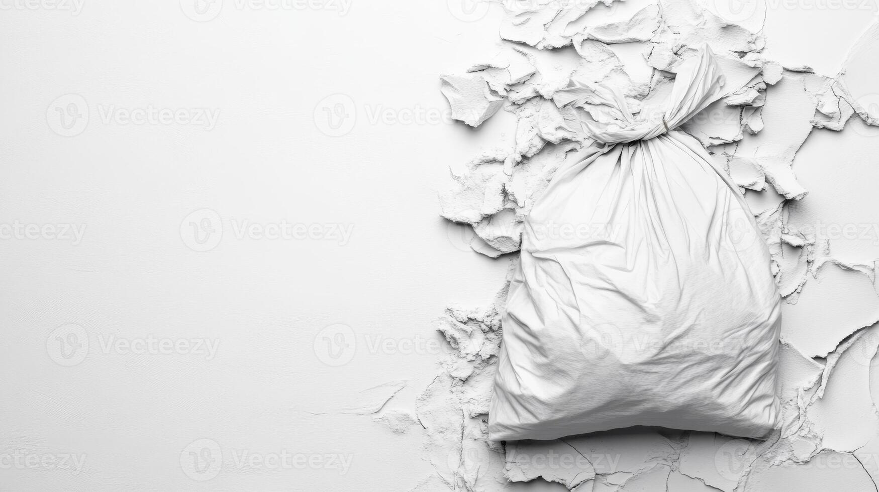 Bag with plaster on broken background photo