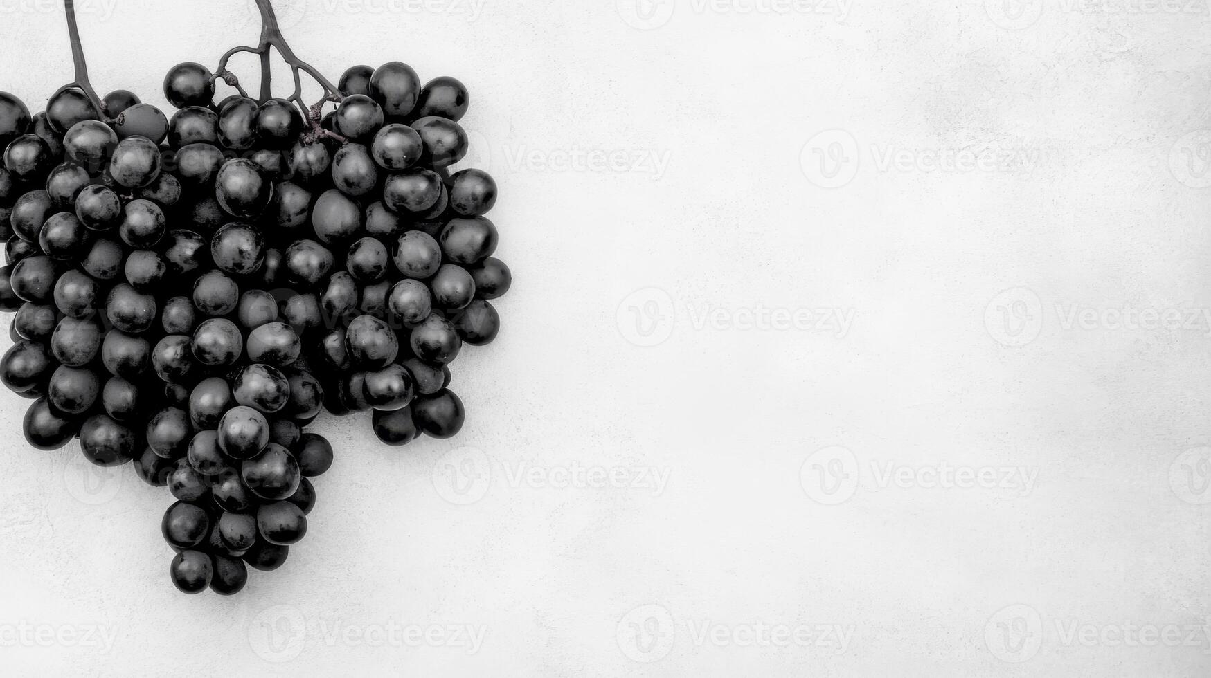 Black Grapes Bunch Monochrome Flat Lay Still photo