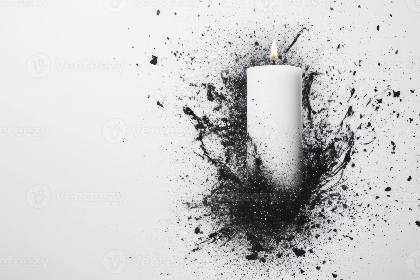 White Candle with Ink Splash Minimalist Still photo