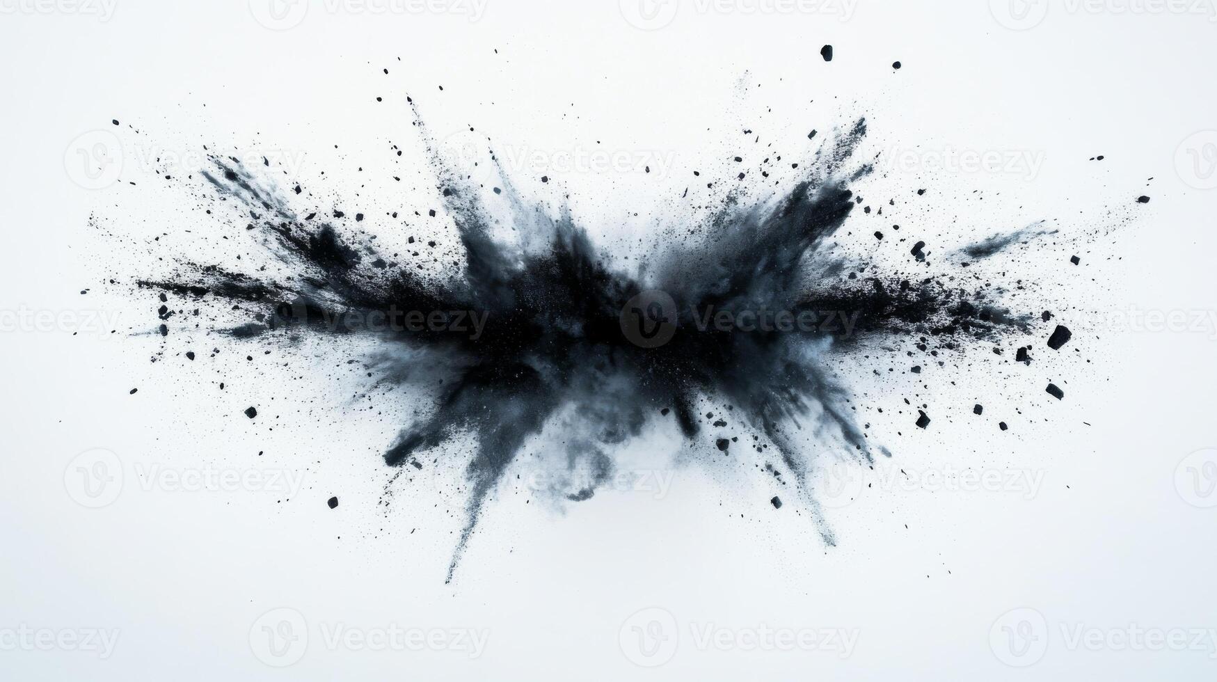 Black Powder Particles Exploding Outward photo