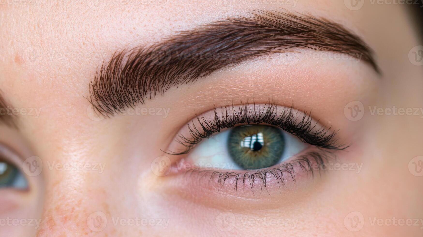 Close up of Woman's Eye with Defined Brow and Lashes photo