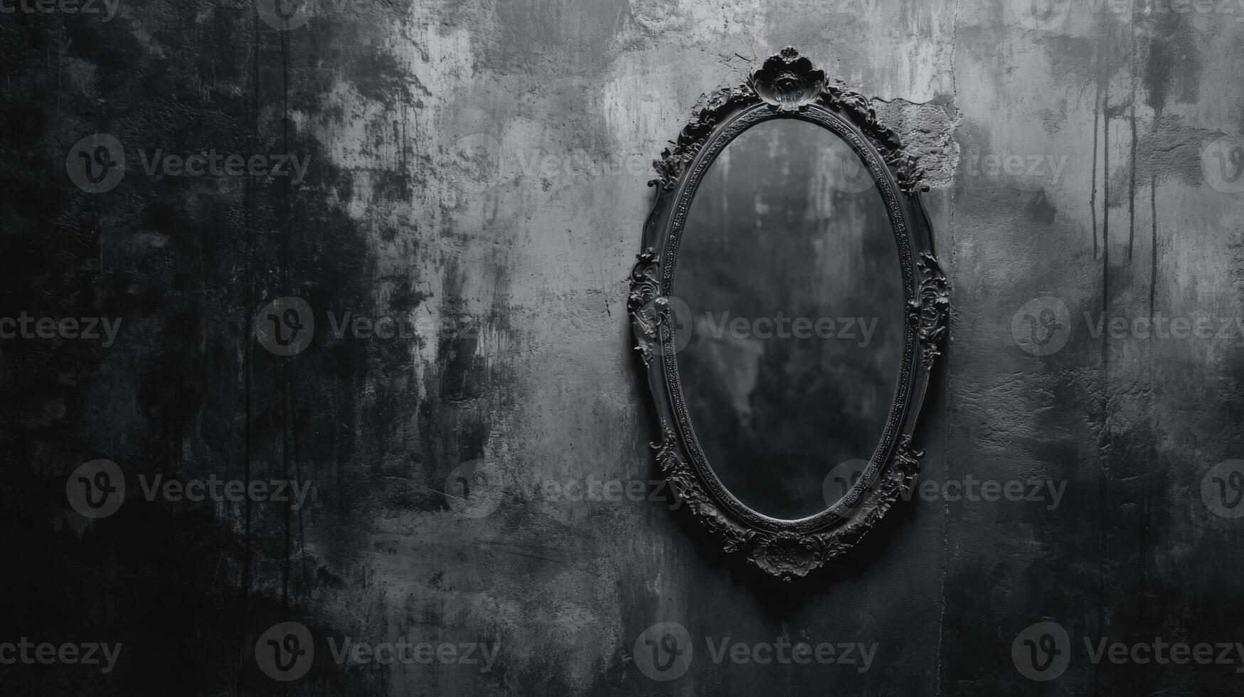 Ornate Mirror on Dark Wall photo