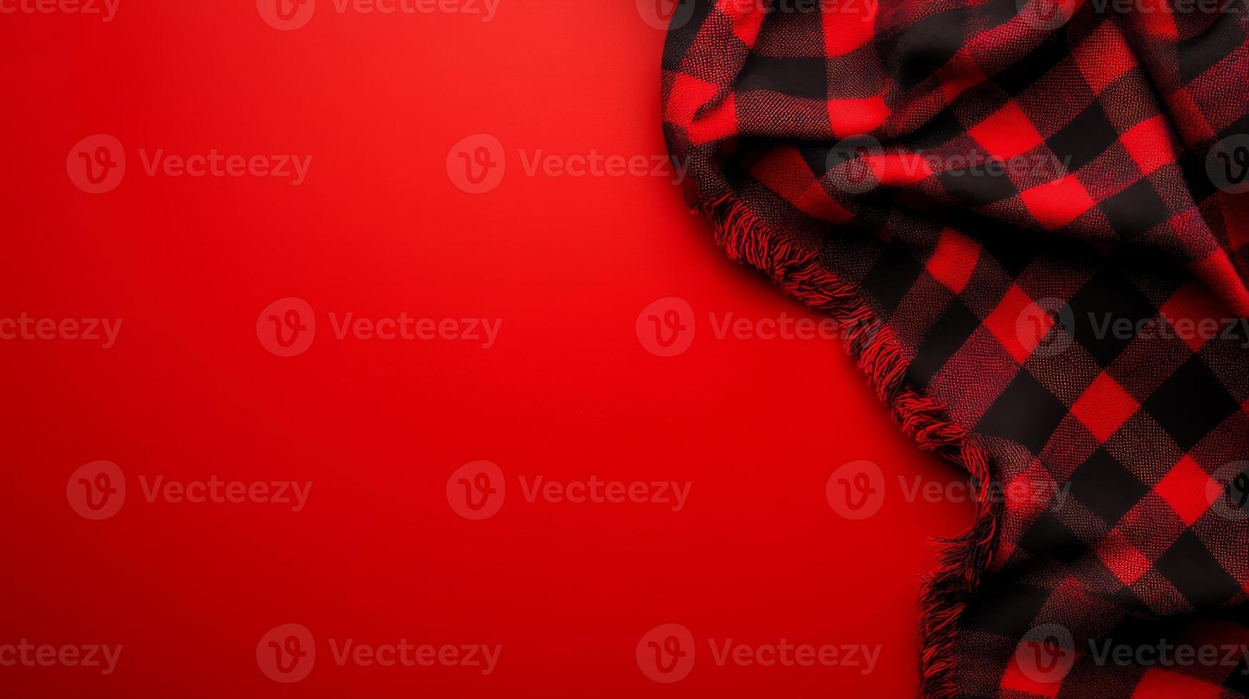 Red plaid fabric on red photo