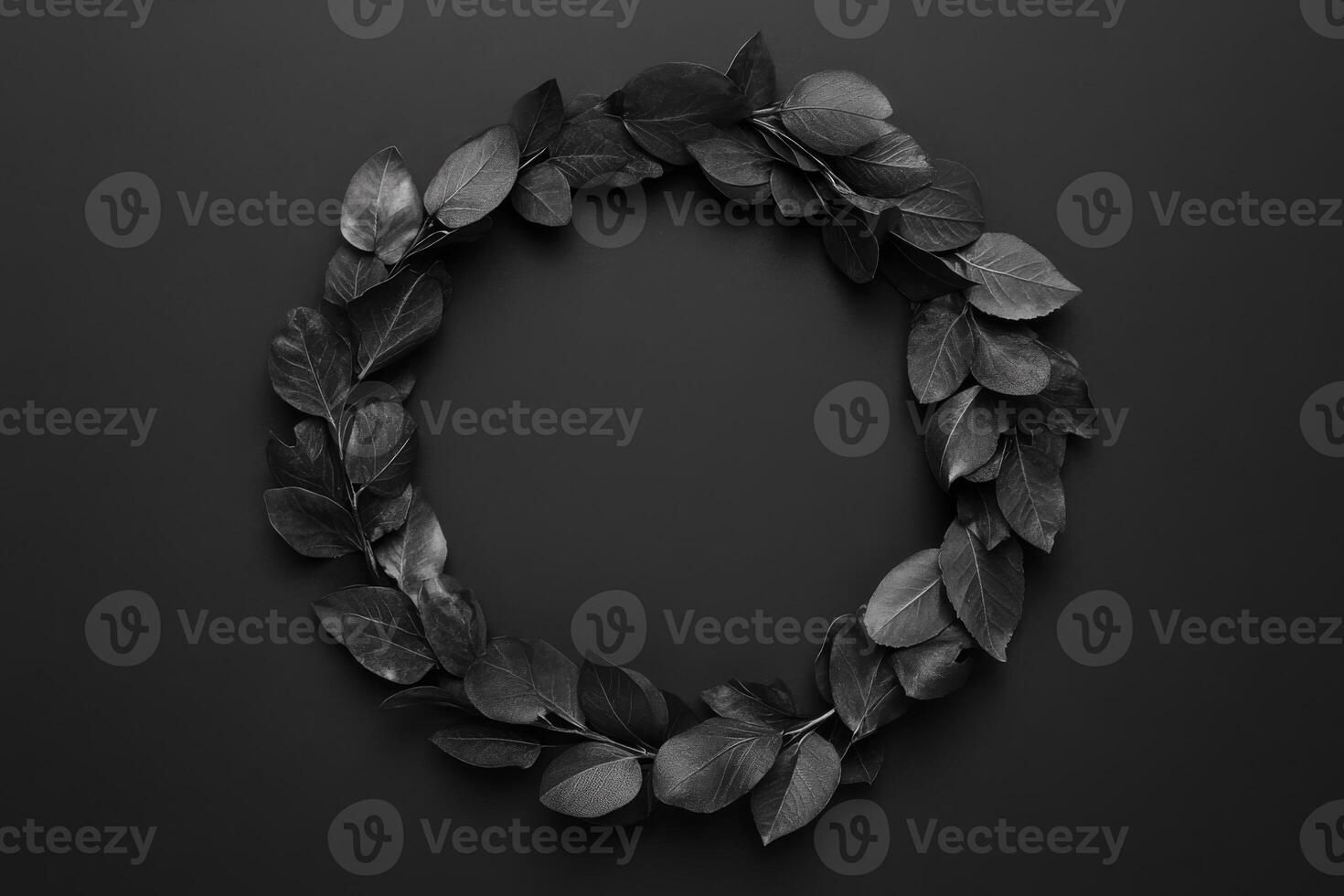 Leaf wreath dark backdrop photo