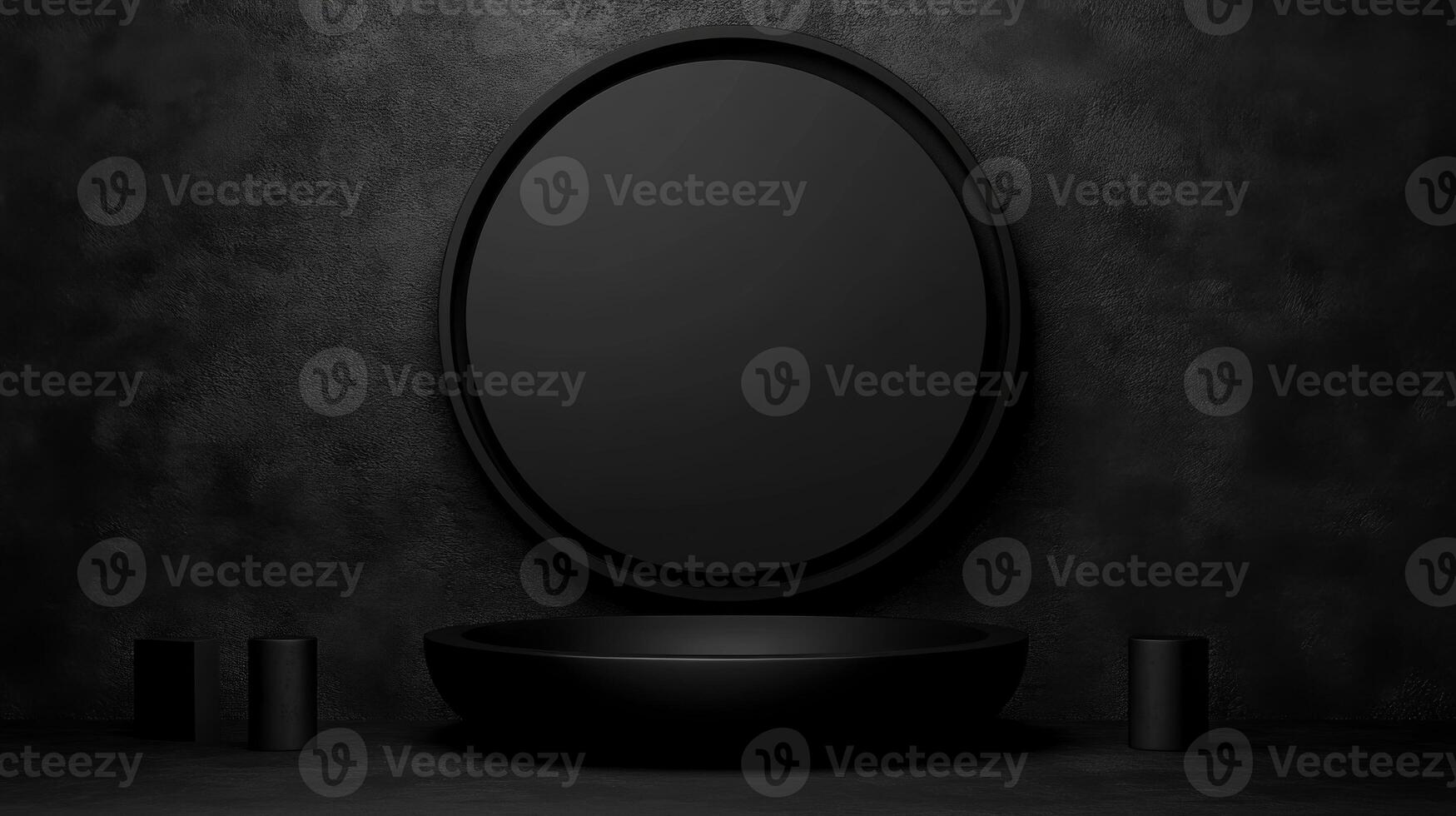 Elegant black oval mirror with round basin simple dark setting photo