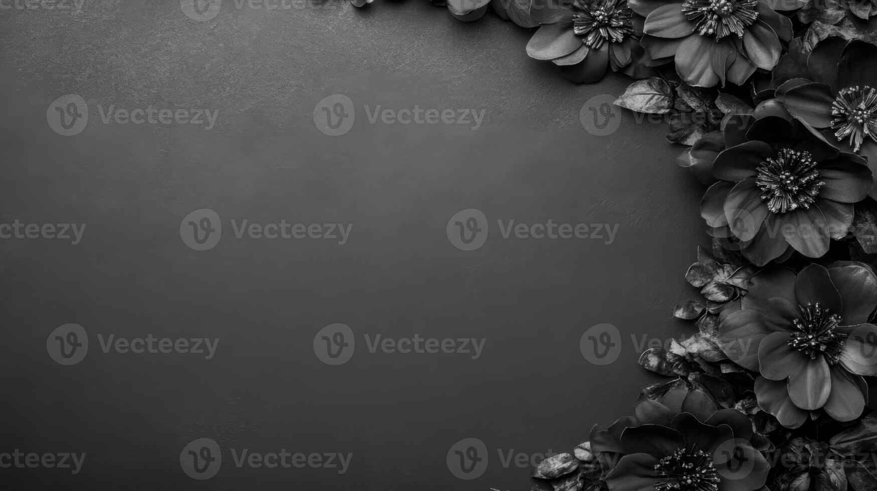 Minimalist Black and White Artwork Featuring Flowers and Negative Space photo