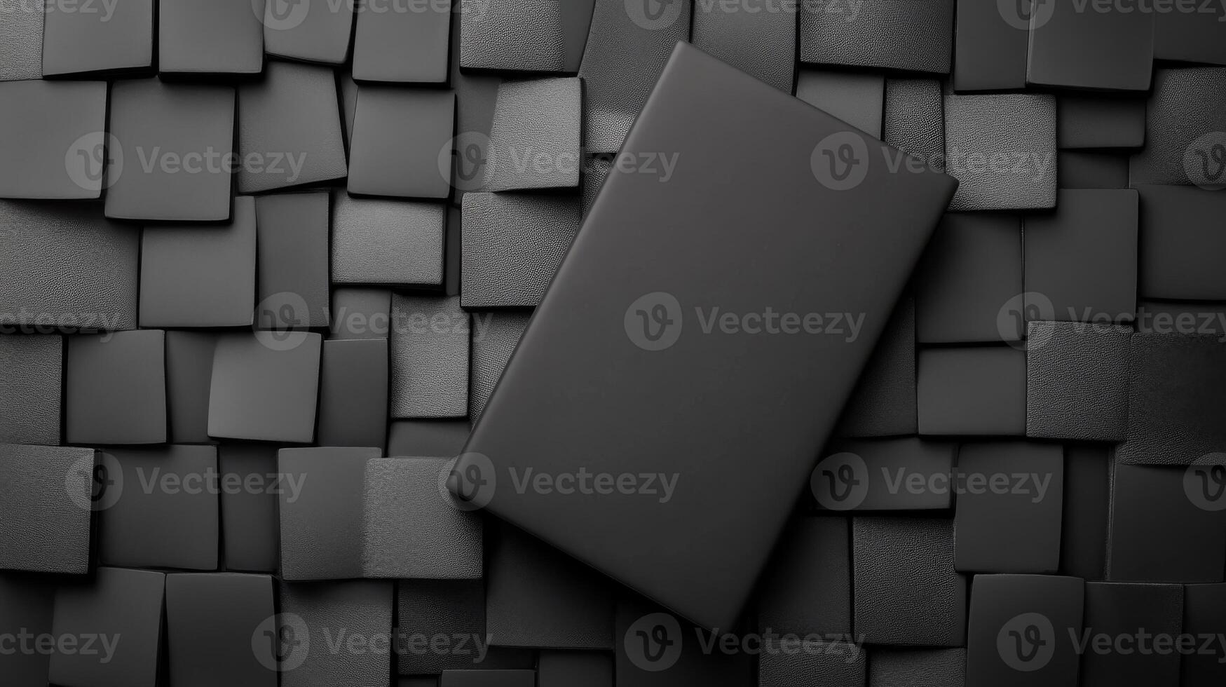 Black rectangles create a three dimensional composition on a square background photo