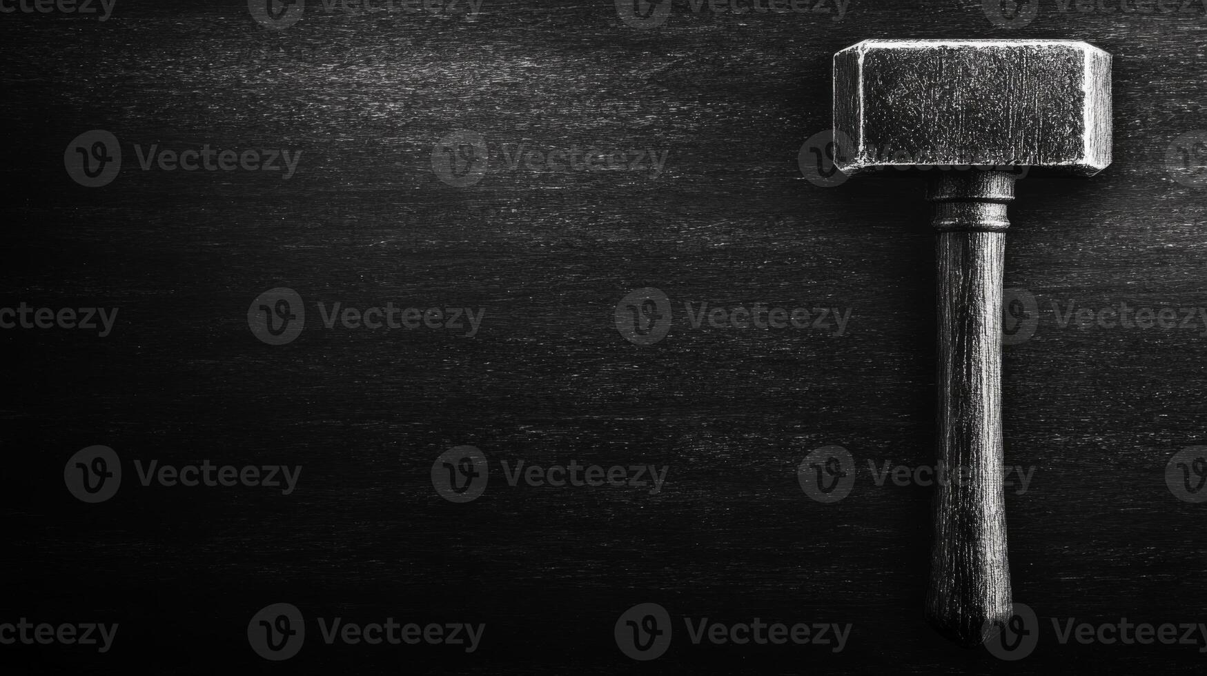 Minimalist Metal Mallet Against Textured Dark Background photo