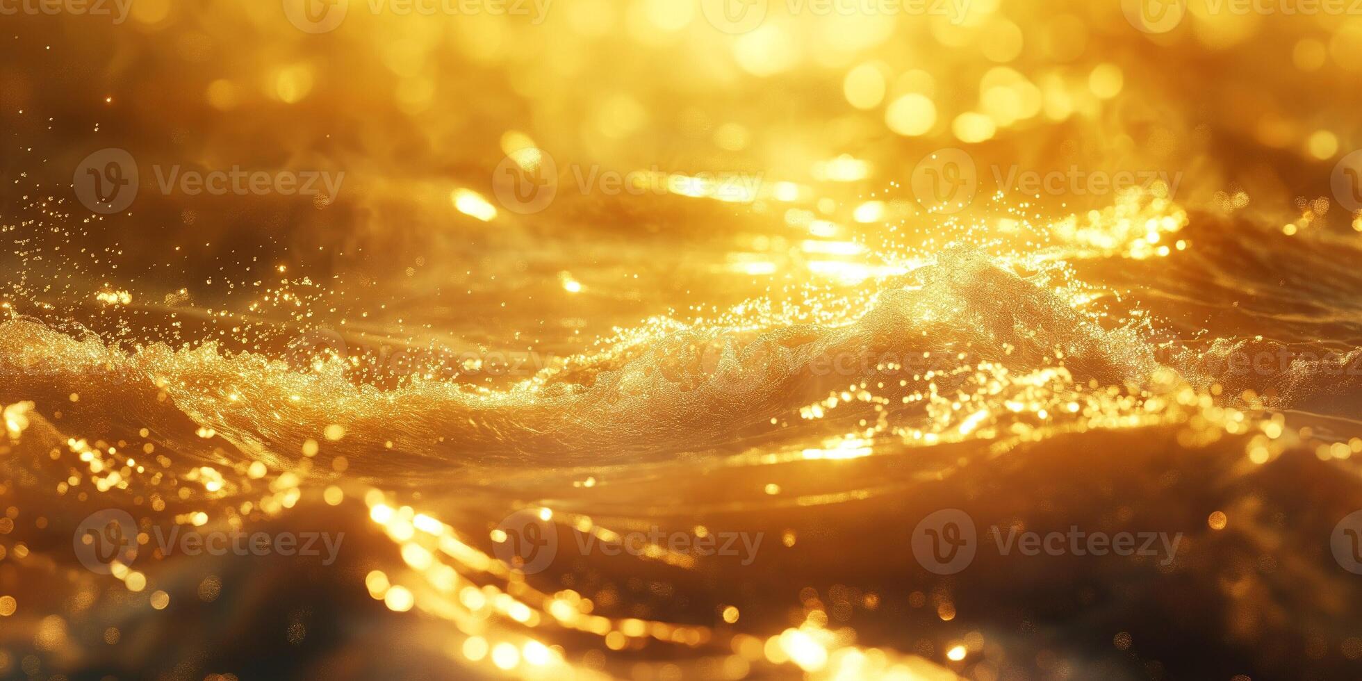 Golden waves sparkling under sunlight create a mesmerizing and serene ocean scene. photo