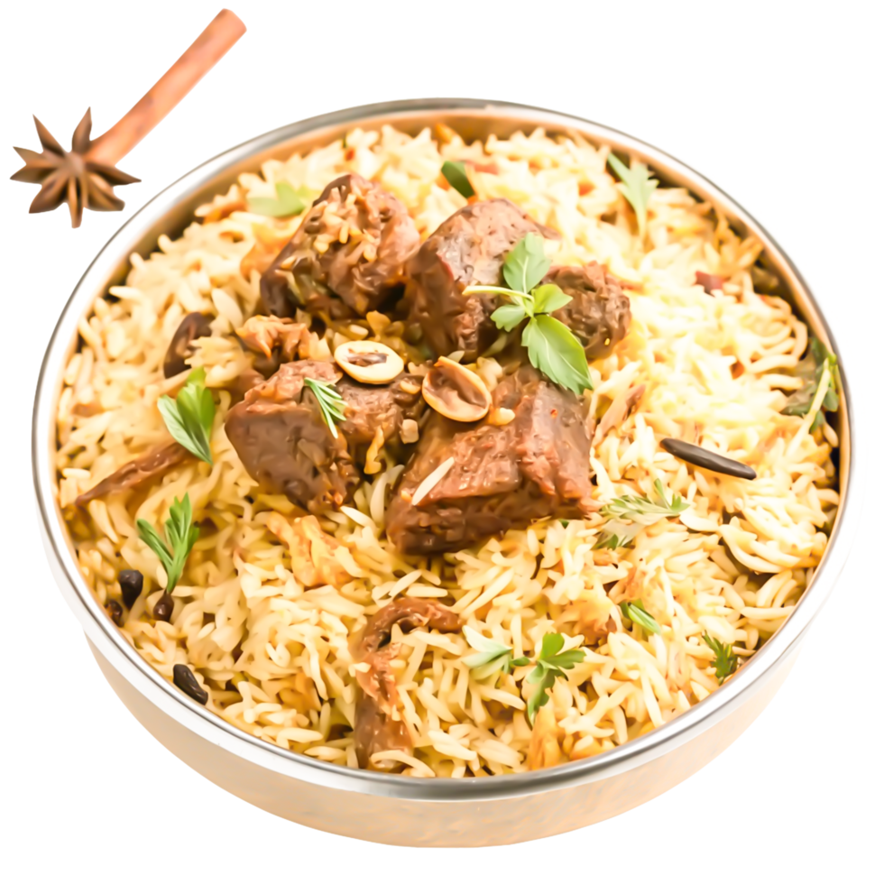 Delicious Mutton Biryani in a Bowl, Aromatic Indian Cuisine Food Photography png