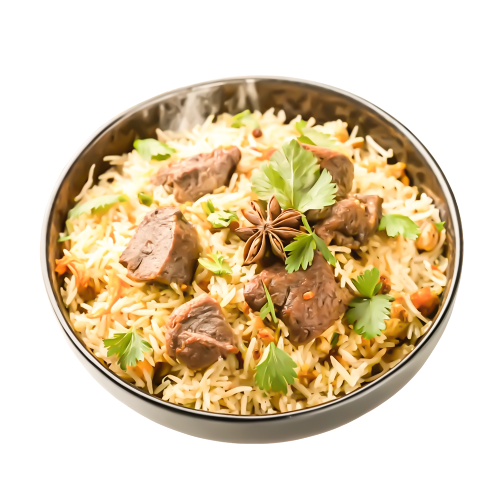 Delicious Mutton Biryani in a Bowl Aromatic Indian png