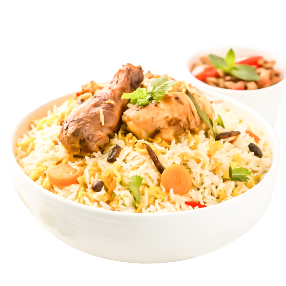 Delicious Chicken Biryani in Bowl, Indian Cuisine, Aromatic Rice Dish png