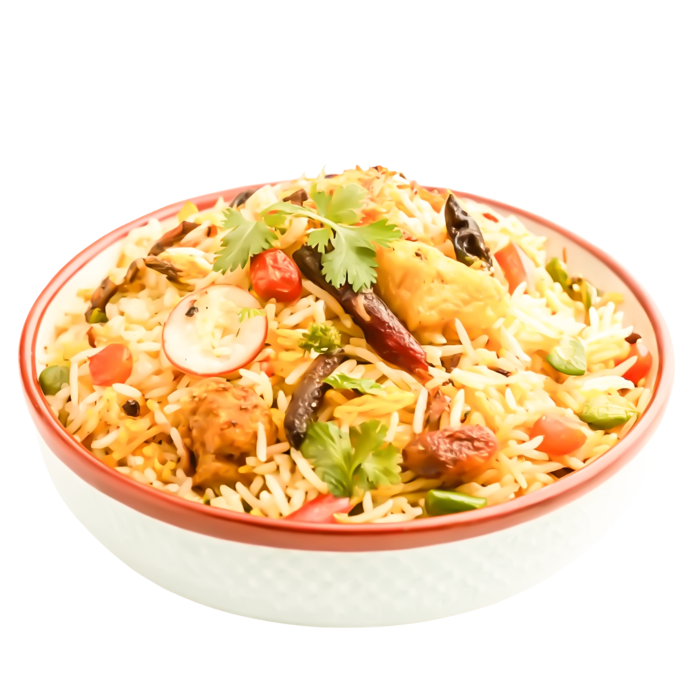 Delicious Chicken Biryani in Bowl, Indian Cuisine, png