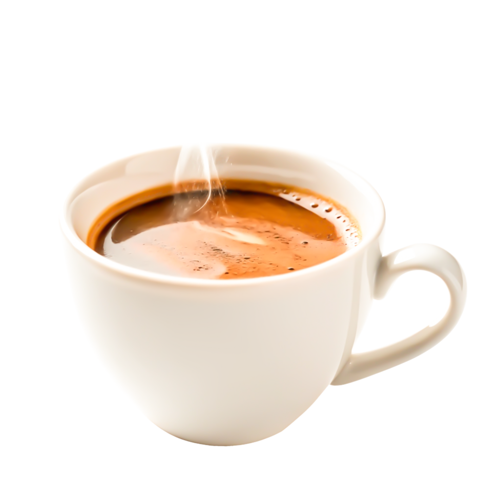 Aromatic Espresso Coffee in White Cup Steam, Texture, Beverage png