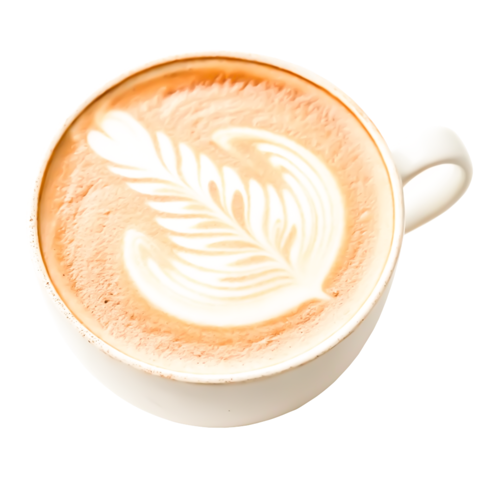 Delicious Latte Art Close-up of a Coffee Cup with Leaf Design png
