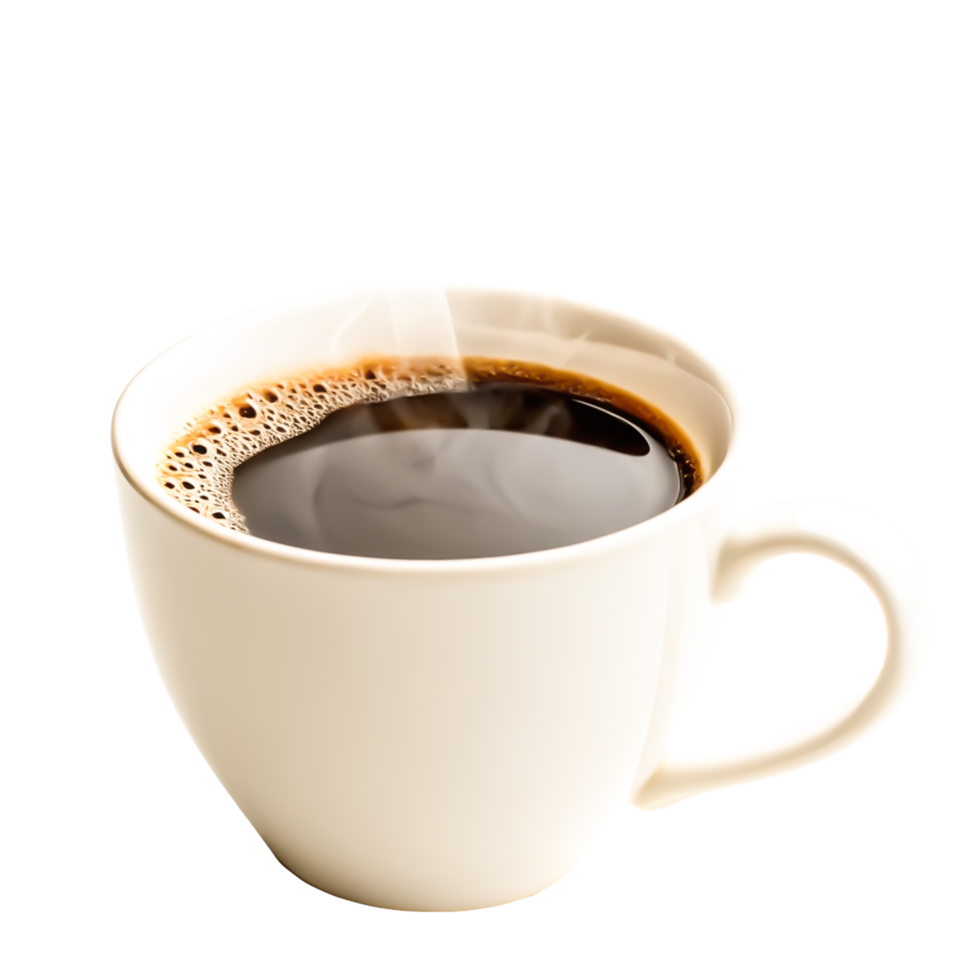 Steaming Hot Cup of Black Coffee Isolated on White Background png