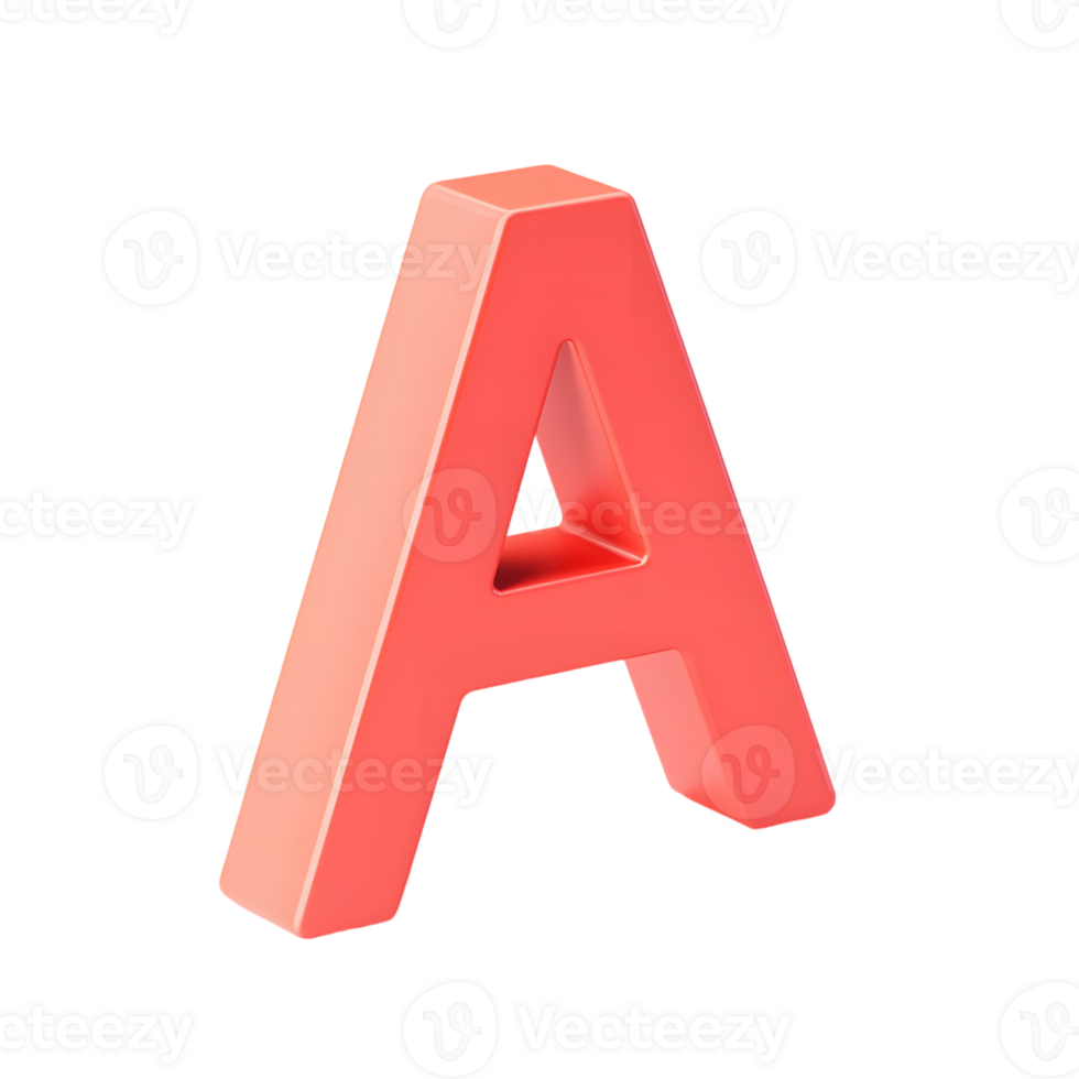 A single red letter A in a three dimensional render png