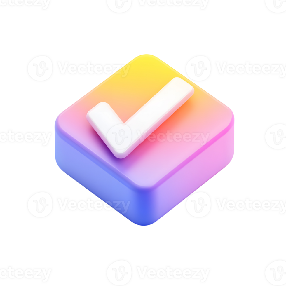 A colorful square icon with a white check mark symbol png