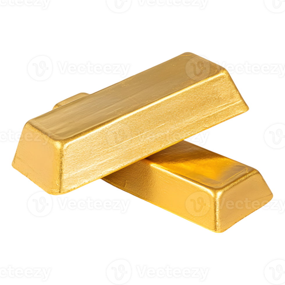 Two shiny golden bars are stacked in a diagonal configuration png