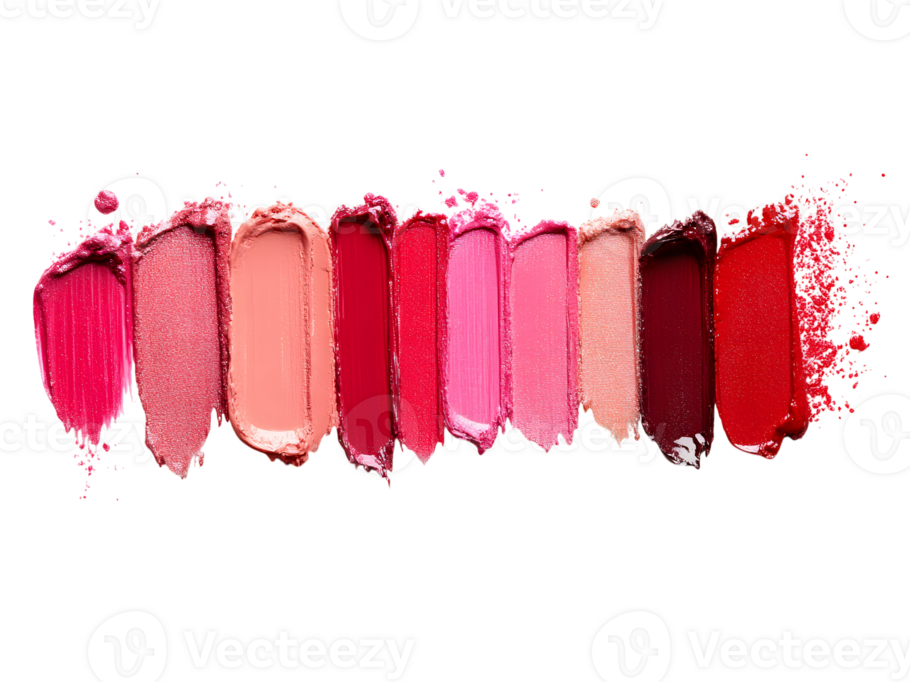 Various shades of lipstick displayed in a color palette arrangement png