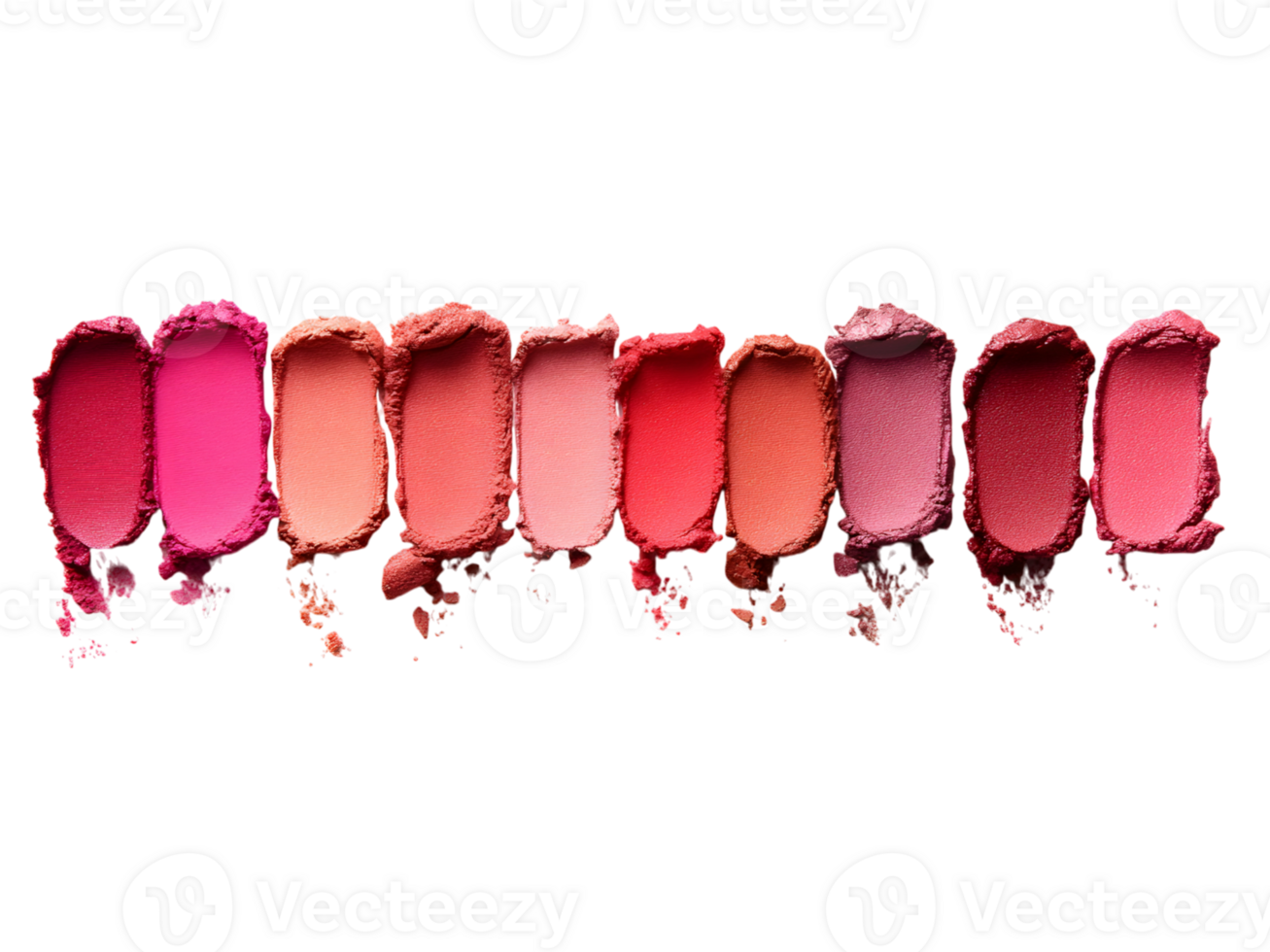 Nine shades of blush are displayed in a horizontal row png
