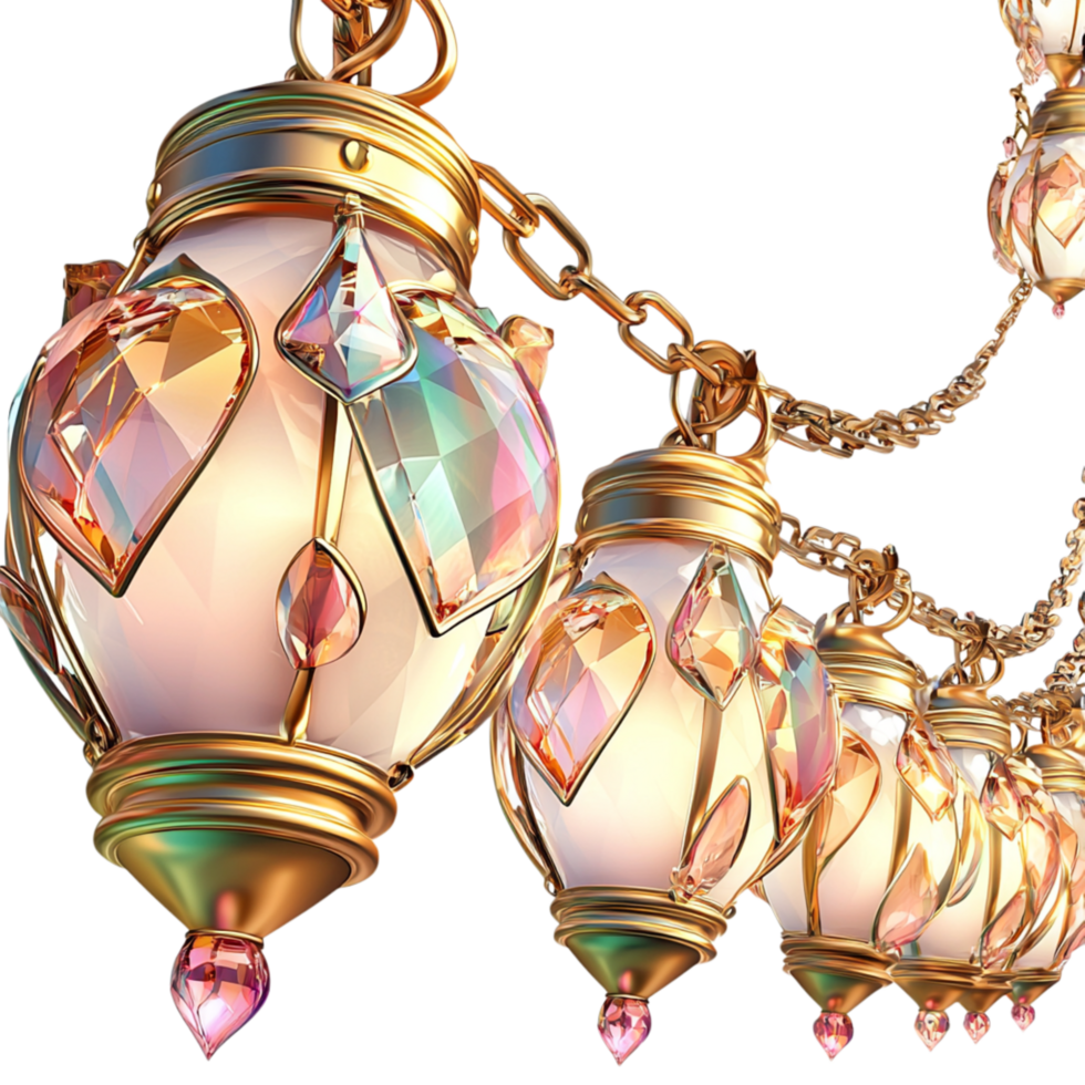 Hanging glass lanterns emitting a warm enchanting glow perfection png