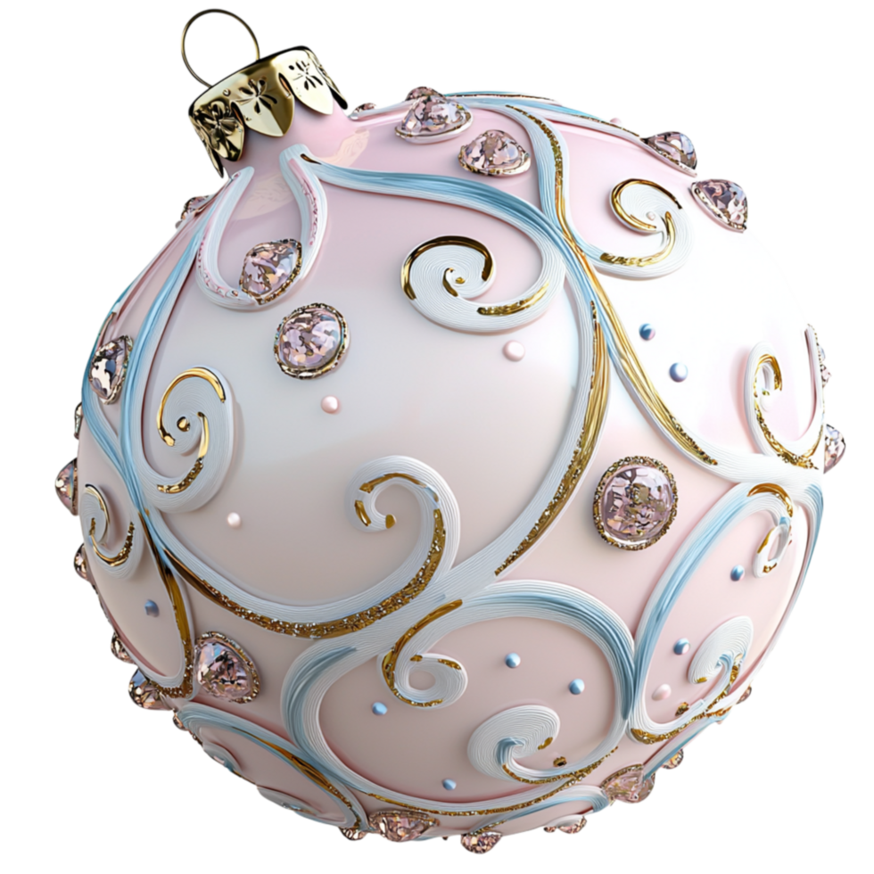 Stunning Christmas ornament decorated intricate swirls sparkling gems png