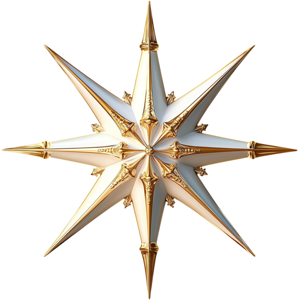 Golden compass star sharp elegant points a navigational charm png