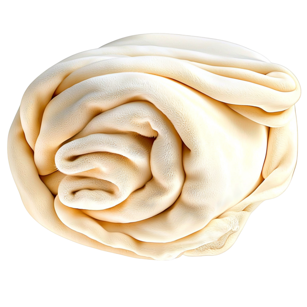 Soft fluffy folded beige blanket a plush cozy texture png