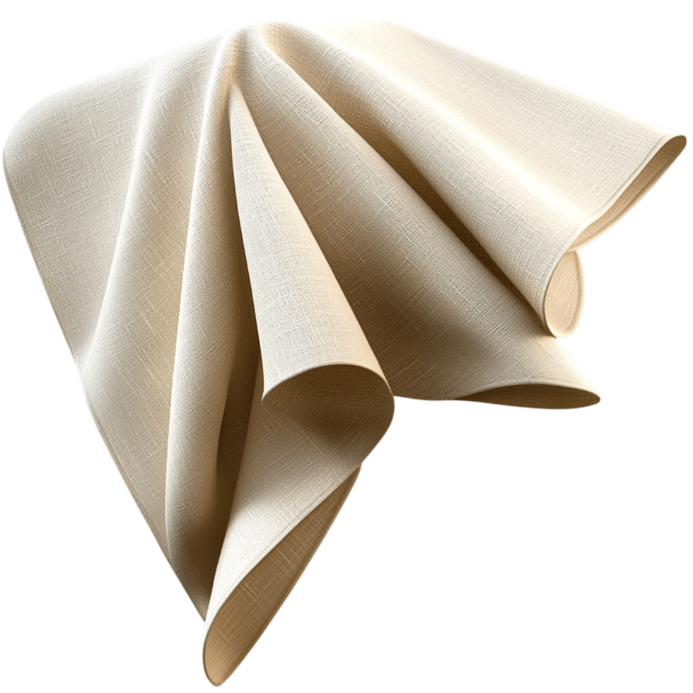 Soft folded beige napkin smooth fabric elegant draping png