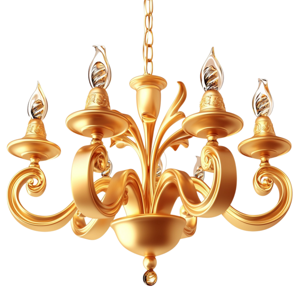 Gr golden chelier multiple clelike lights elegant curves png