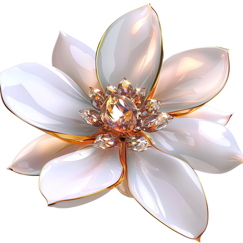 Exquisite white gold floral brooch shimmering gemstone accents png