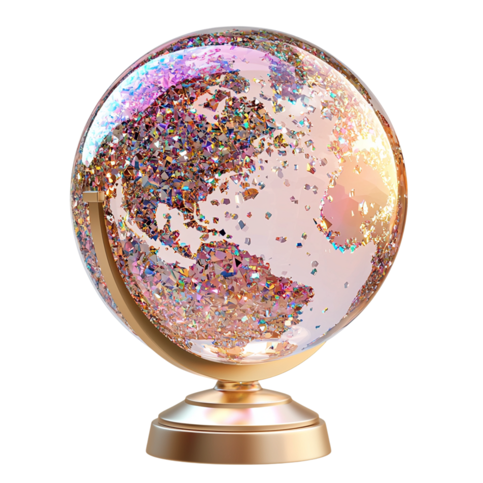 World in Bloom Globe Adorned Intricate Floral Patterns png