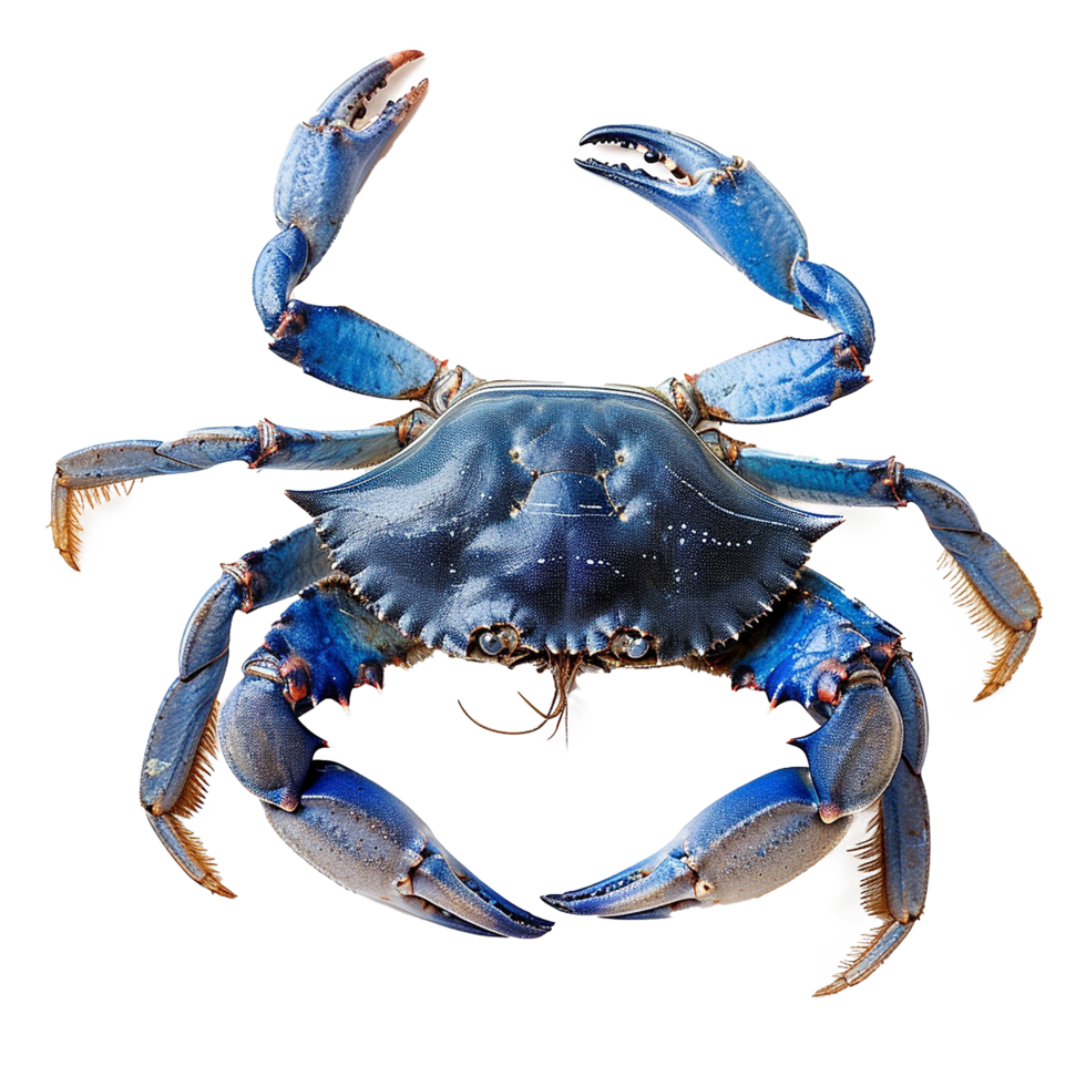 Vibrant Blue Crab Closeup Ocean Creature Seafood Delicacy, png