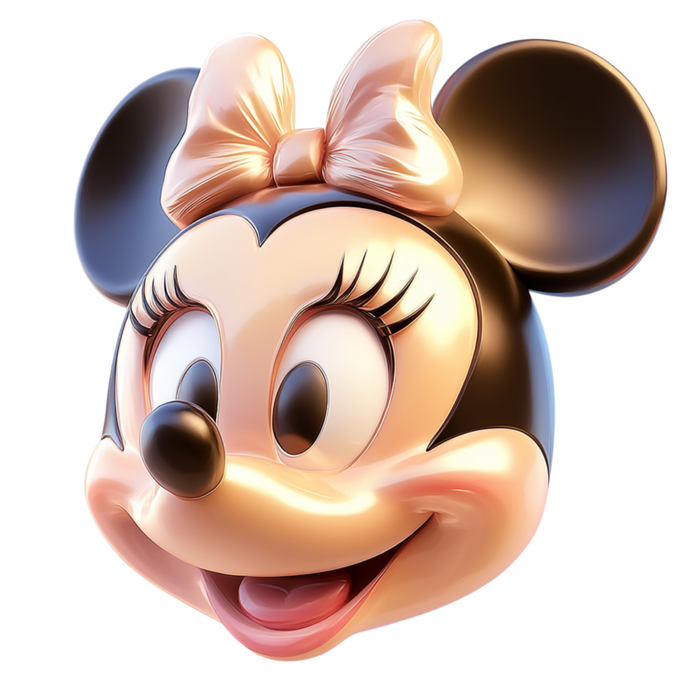 Playful Minnie Mouse a Golden Bow a Warm, Friendly Smile png