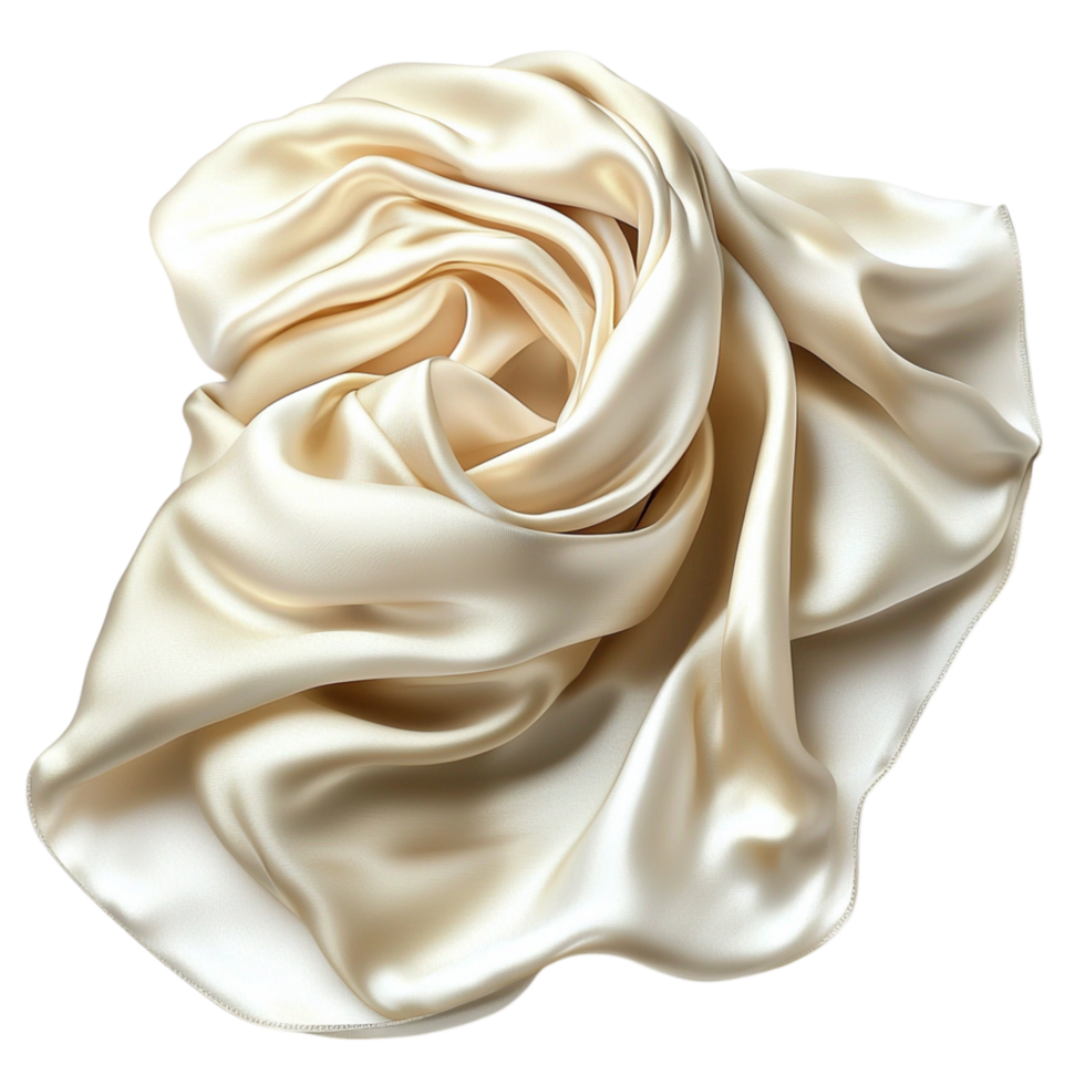 Flowing Golden Satin Fabric Twisted Elegantly into a Soft, Delicate Formation png