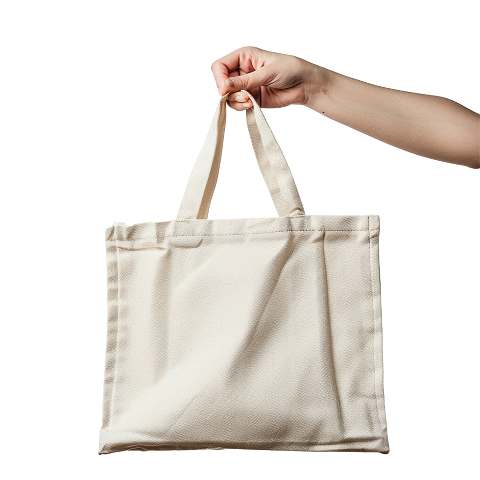 A beige tote bag simple design eco friendly shopping bag png