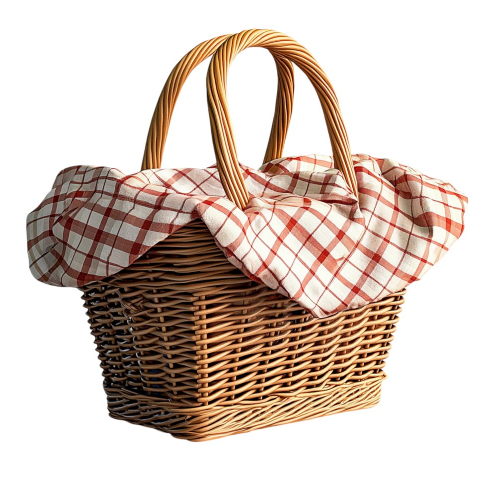 Charming Wicker Picnic Basket a Graceful Ribbon Sturdy Hle png