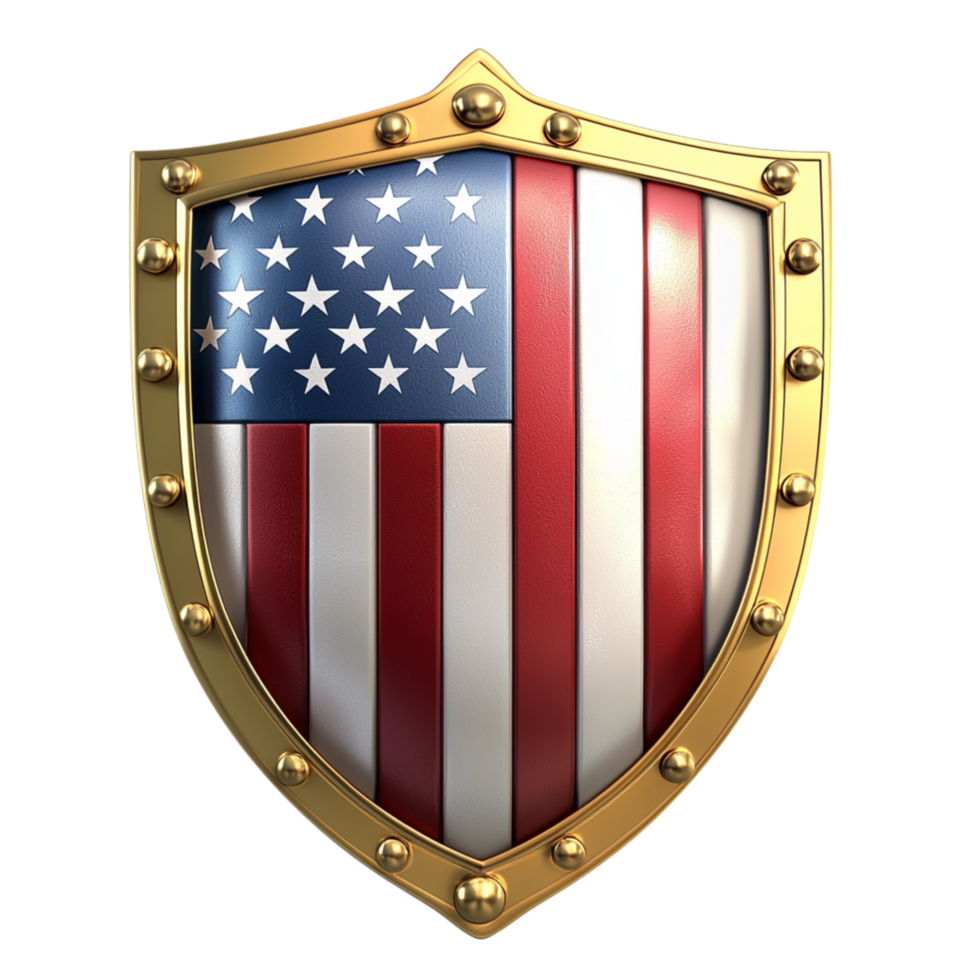 Ornate Shield Embellished the American Flag Lavish Golden Flourishes png