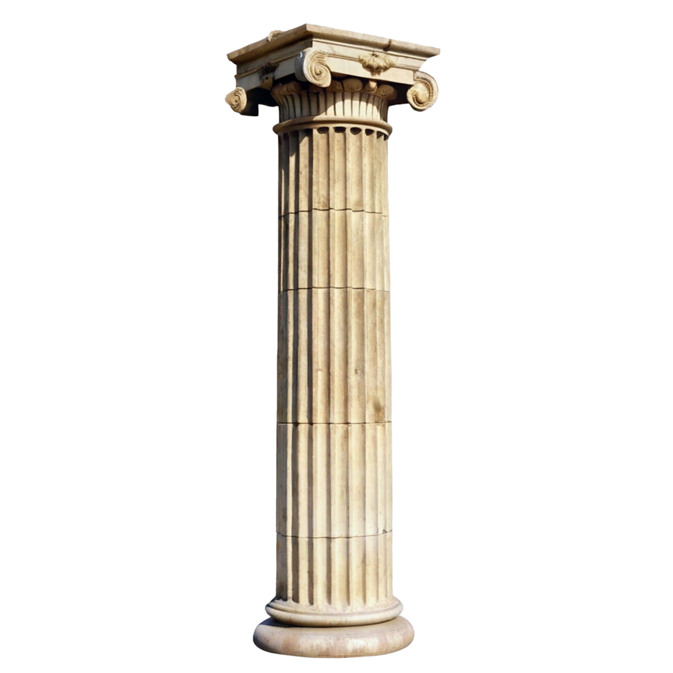 A Tall and Elegant Fluted Doric Column Isolated on White Background png