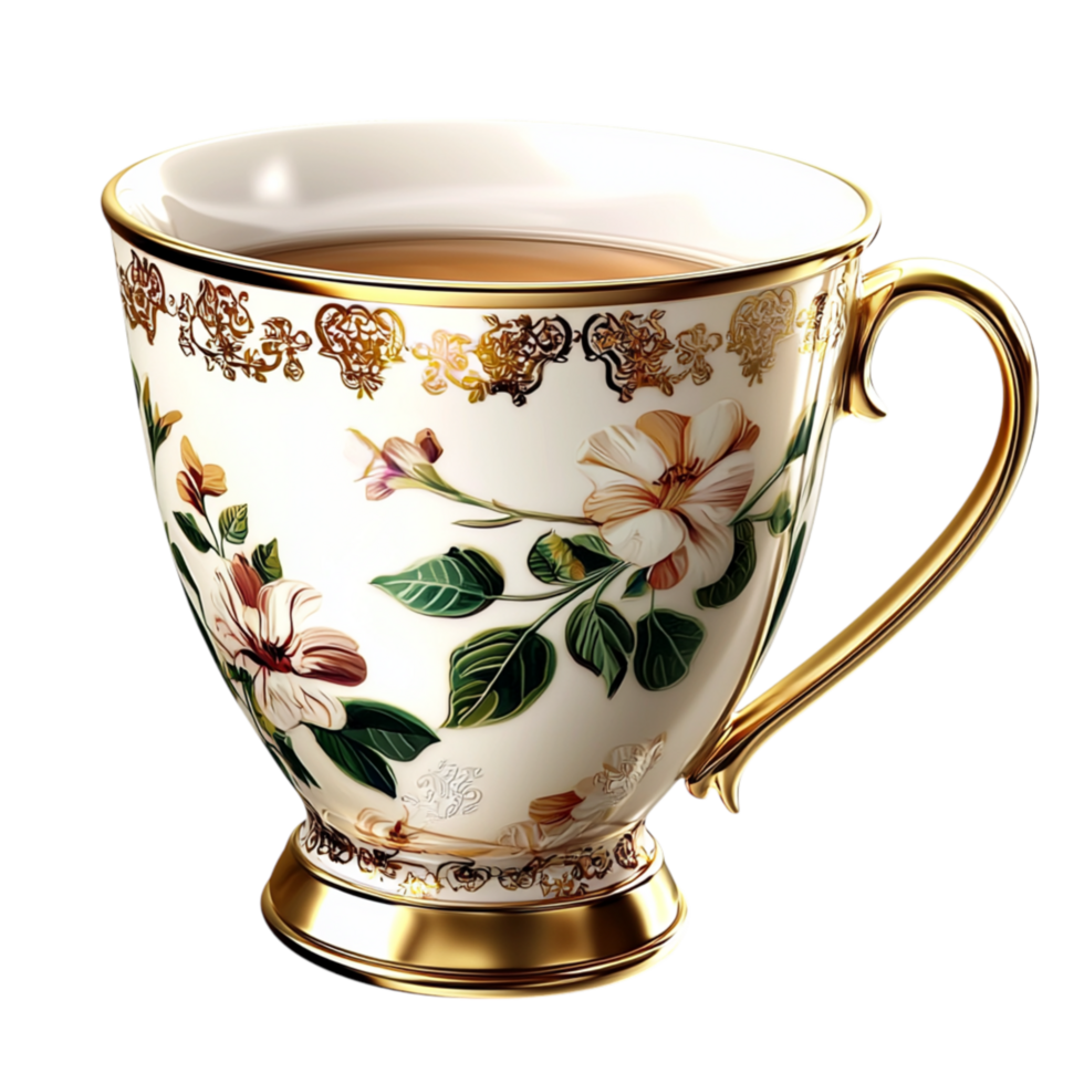 Tea Time Luxury Porcelain Teacup Golden Swirls a Graceful Hle png