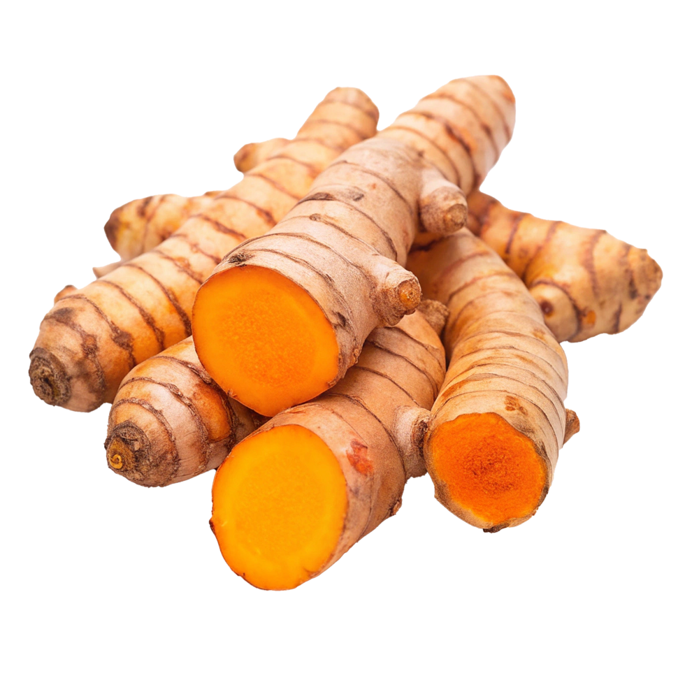 Fresh Turmeric Roots Ready for Use in Cooking and Medicine png