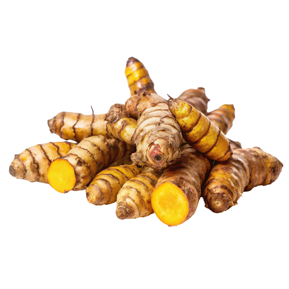 Aromatic Fresh Turmeric Roots Ready for Culinary and Medicinal Use png