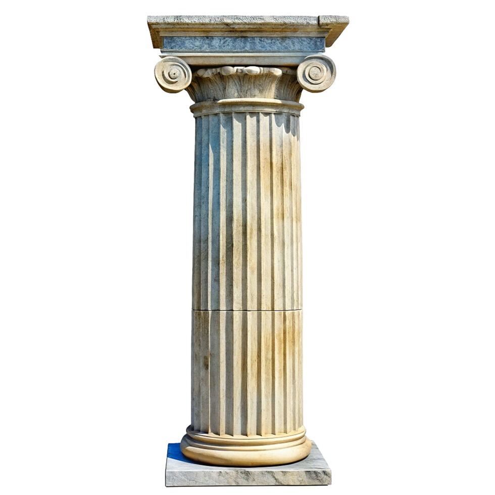 Classical Greek Style Marble Column Architectural Element Isolated on White Background png