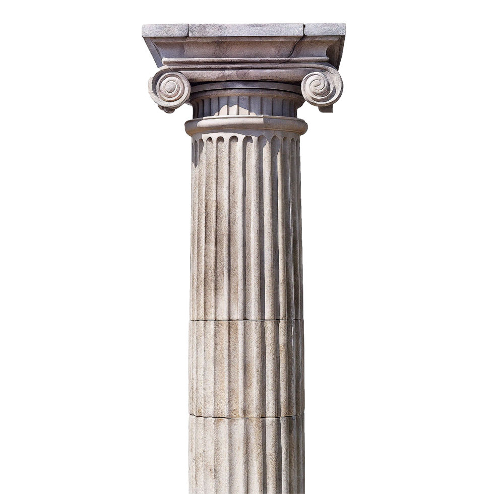 A Detailed View of an Ancient Greek Ionic Column, Architectural Element, Classical Design, Stone Pillar, Fluted Shaft, Capital Decoration, Architectural Heritage png