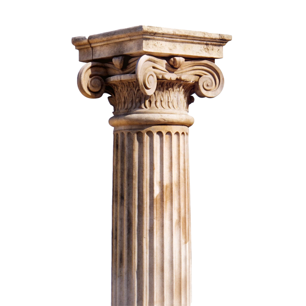Ancient Greek Ionic Column Capital and Shaft Architectural Detail png
